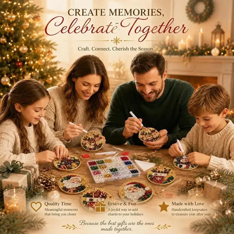 🎄 DIY Christmas Diamond Art Ornament Set ✨ Create Your Own Holiday Magic