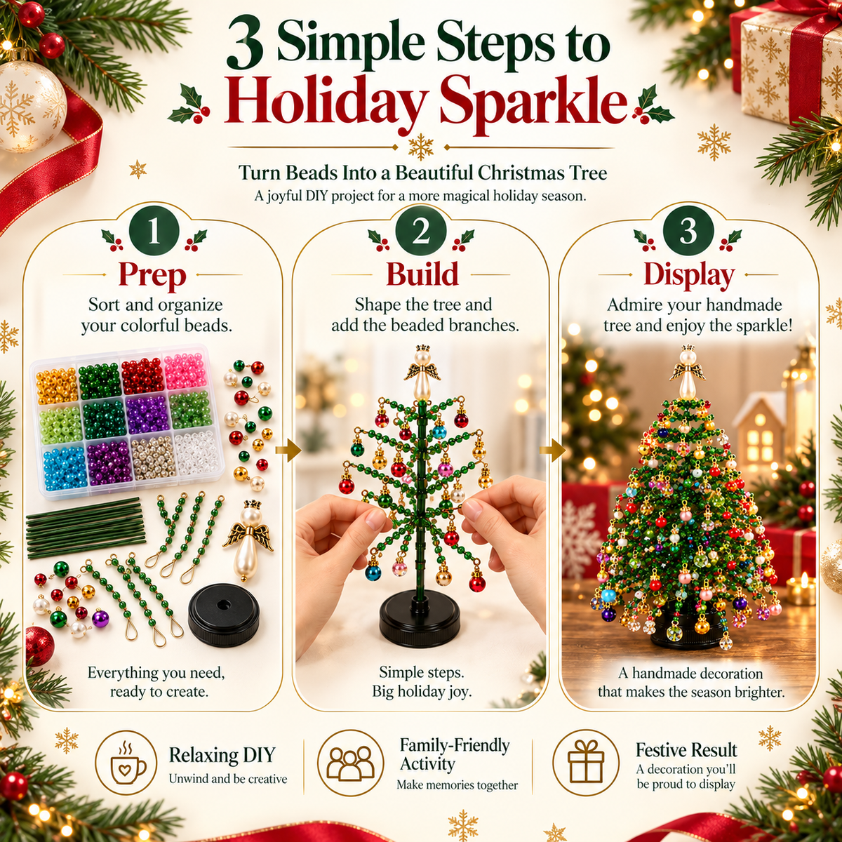 🎄DIY Beaded ChristmasTree Kit- Create Your OwnSparkling Holiday Decoration