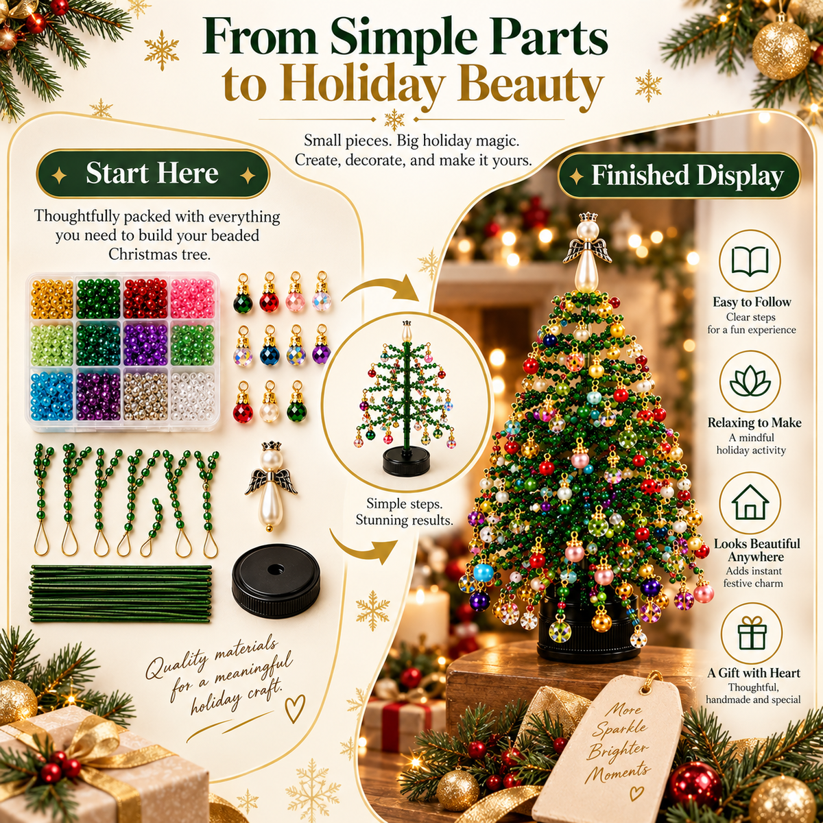 🎄DIY Beaded ChristmasTree Kit- 🎅Create Your OwnSparkling Holiday Decoration