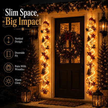 🎄 Glowing Christmas Door Hanger | 6 Festive Lighted Designs with Warm Glow, Dimensional Details & Space-Saving Vertical Décor ✨