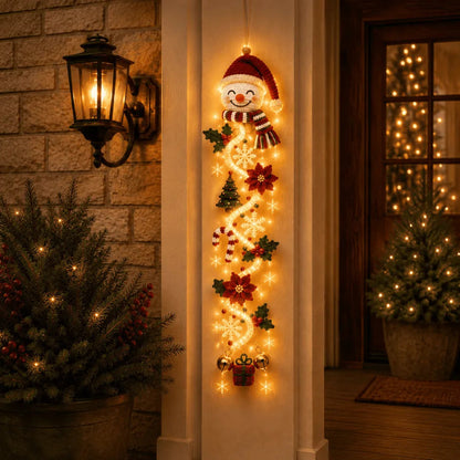 🎄 Glowing Christmas Door Hanger | 6 Festive Lighted Designs with Warm Glow, Dimensional Details & Space-Saving Vertical Décor ✨